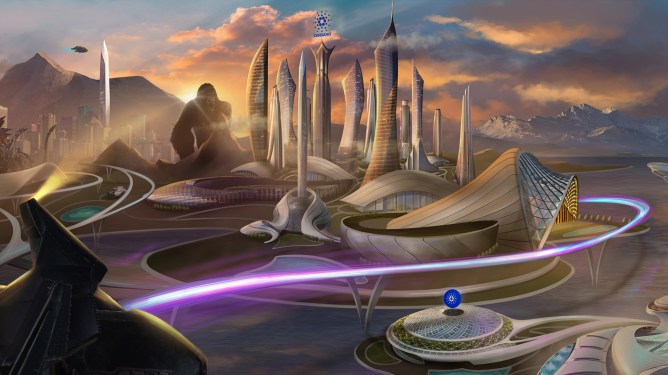 virtua cardano metaverse, scifi cityscape