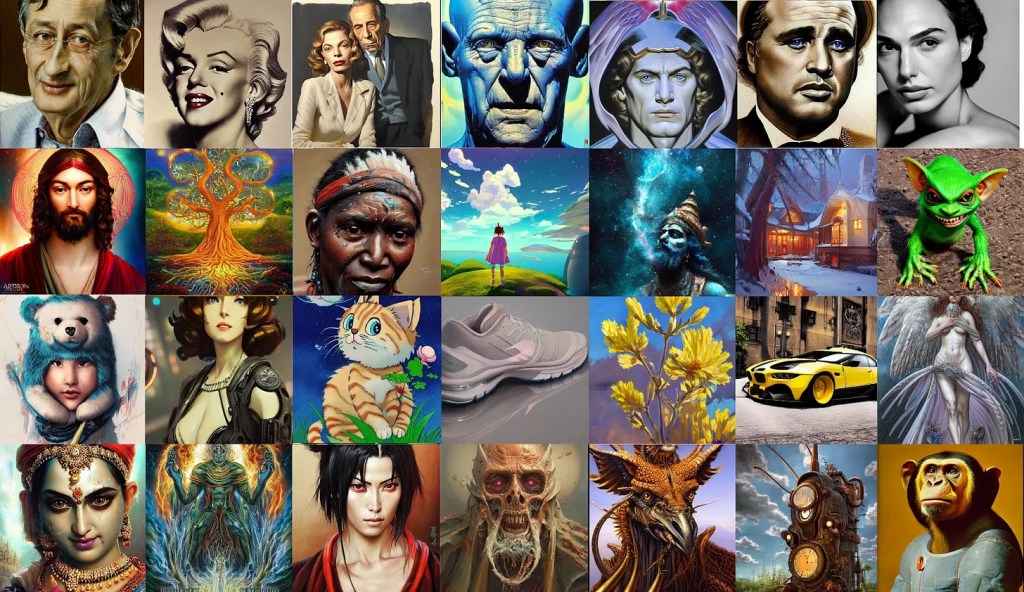 A collage of images created by Stable Diffusion.