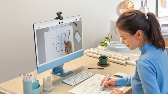 woman working at desk