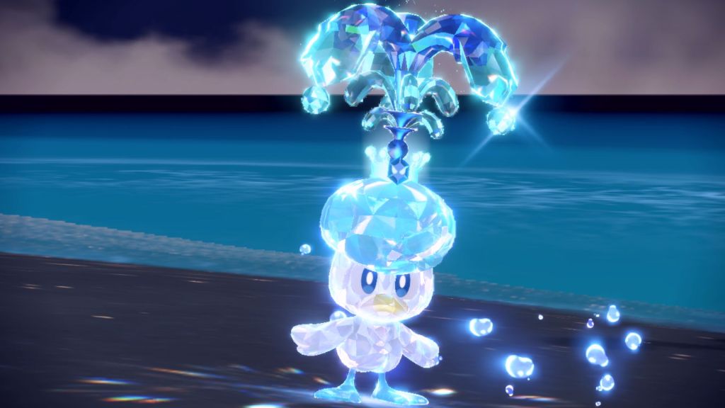 In pokemon scarlet and violet, quaxly terastalizes into a crystal