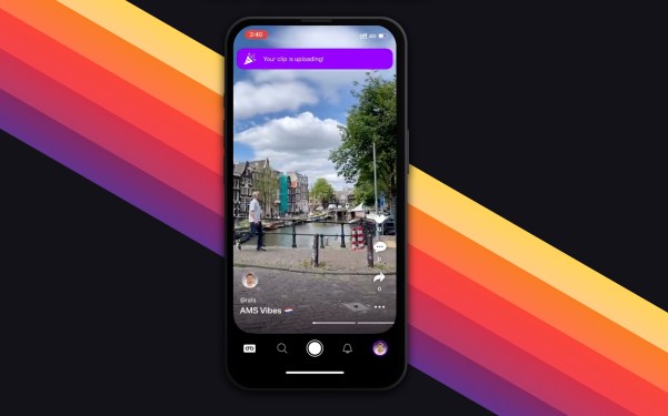smartphone over diagonal rainbow stripes
