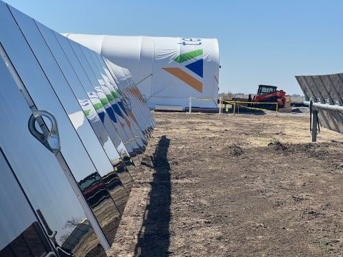 The outside of Terabase Energy's pop-up solar factory