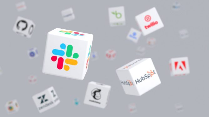 app logos on floating cubes