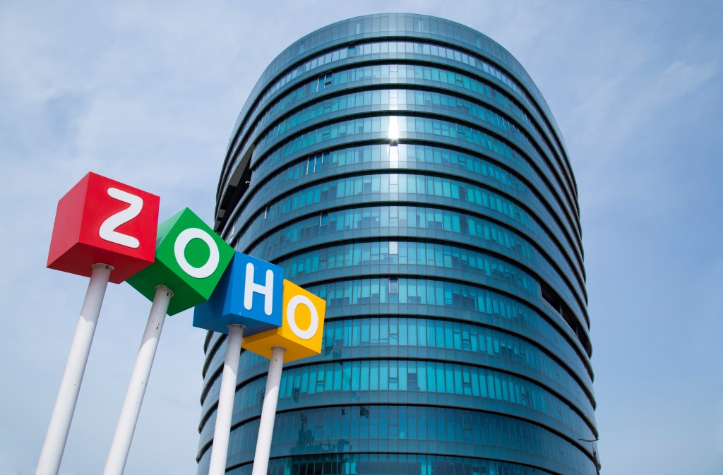 Zoho logo outside Zoho headquarters in Chennai, India