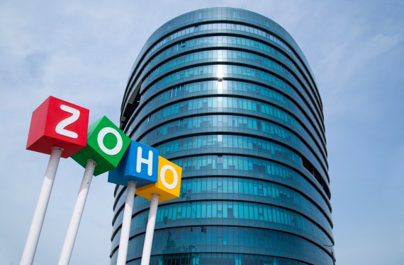 Zoho logo outside Zoho headquarters in Chennai, India
