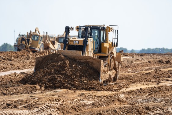 bulldozer moving dirt