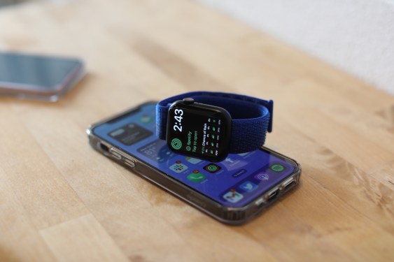 Apple Watch set on smartphone