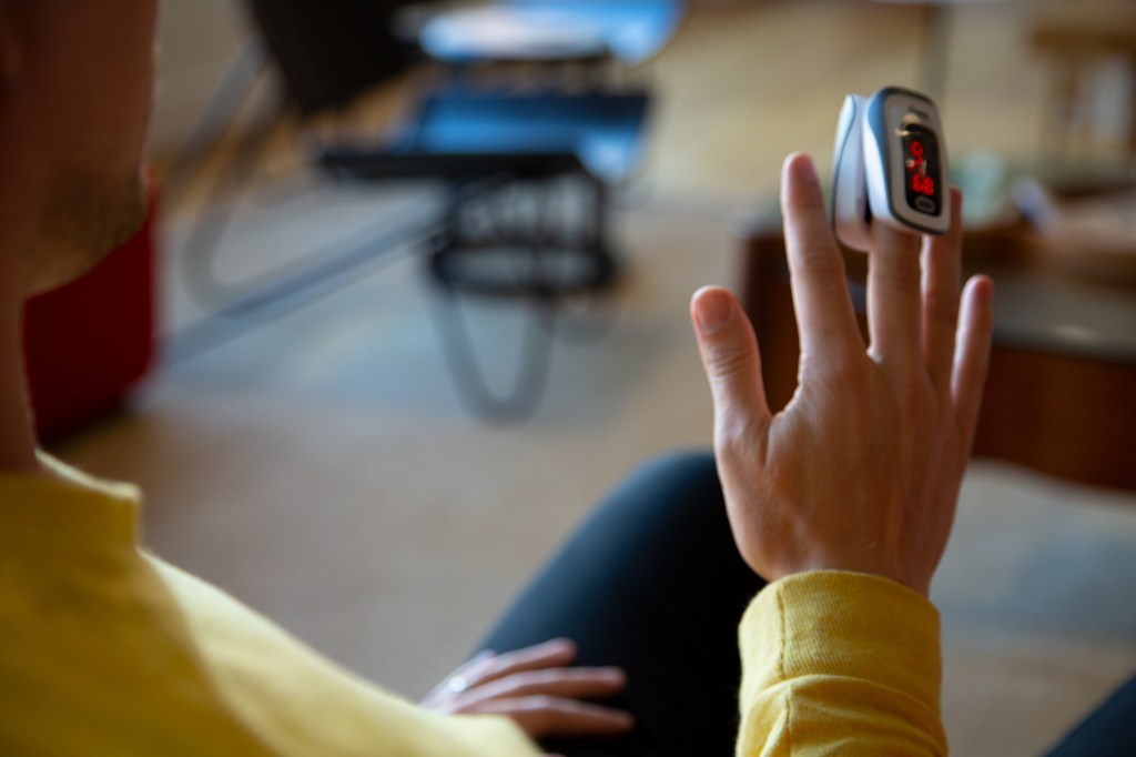 Doccla remote patient monitoring using a blood oxygen meter to monitor a patient