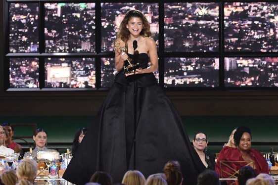 woman accepting award