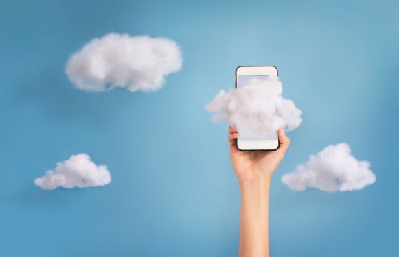 Cloud covering screen of mobile phone, used in post about Lucidity