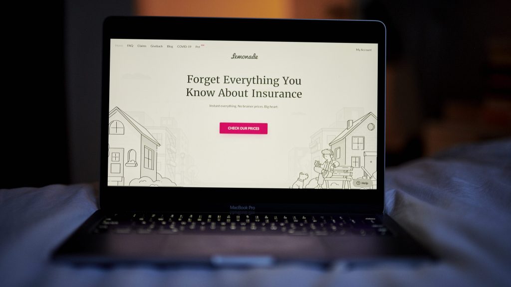 Lemonade website on a laptop scfeen
