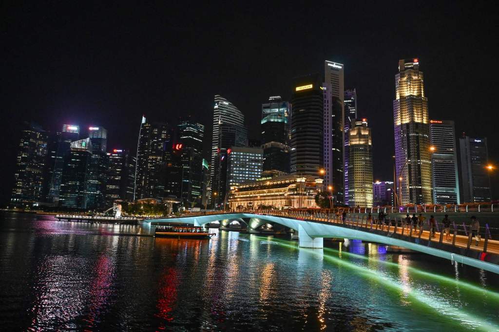 Singapore skyline at night