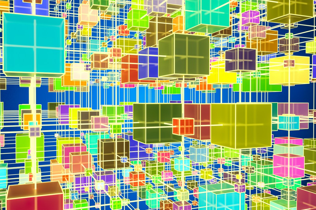3D rendering, square matrix with different colors