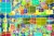 3D rendering, square matrix with different colors