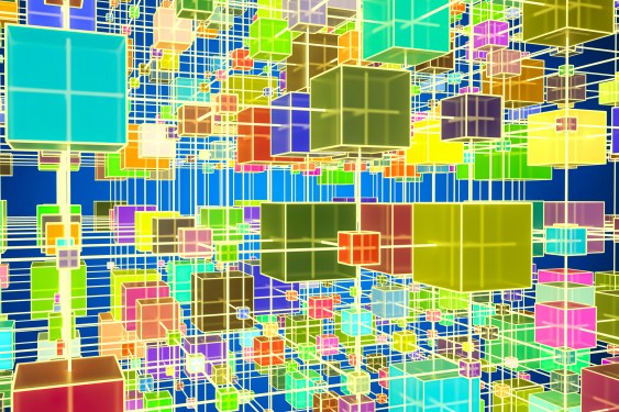 3D rendering, square matrix with different colors