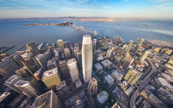 Aerial Panoramic Cityscape View of San Francisco Skyline, California, USA