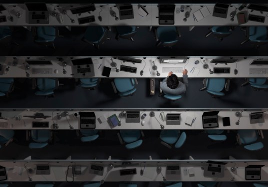 Person working in an empty, dark office; what to do after exit