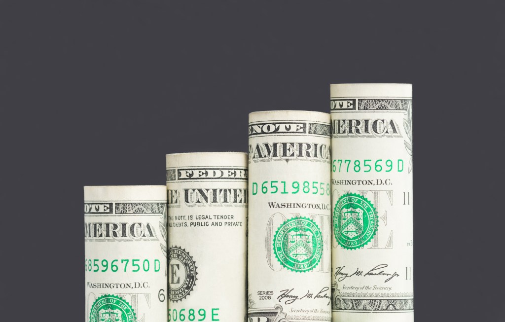 Image of a growing bar graph from U.S. dollars.