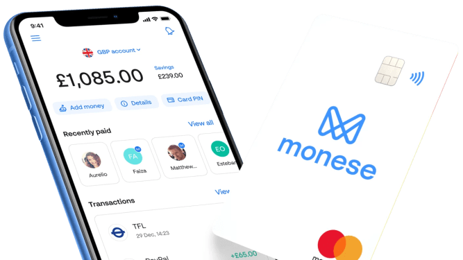 Monese app on smartphone