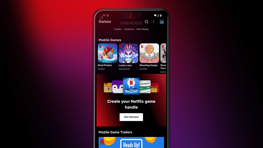 Netflix Games screen on mobile phone