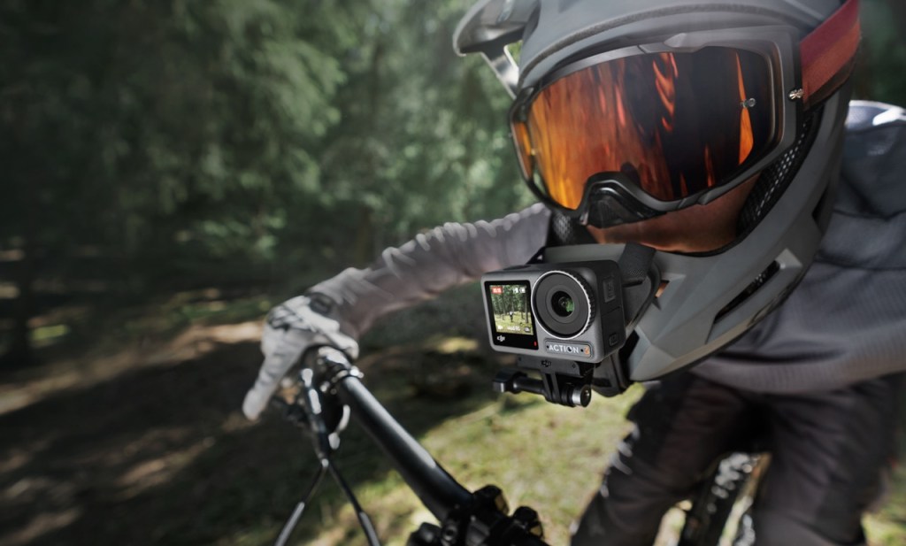 biker with action camera