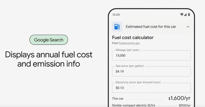 Google fuel cost estimator
