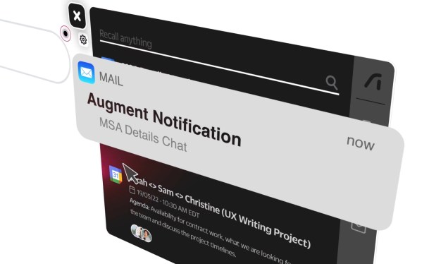 Visualization of an Augment notification