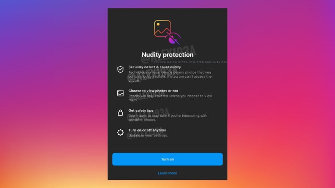 Instagram's nudity filter for direct messages notification