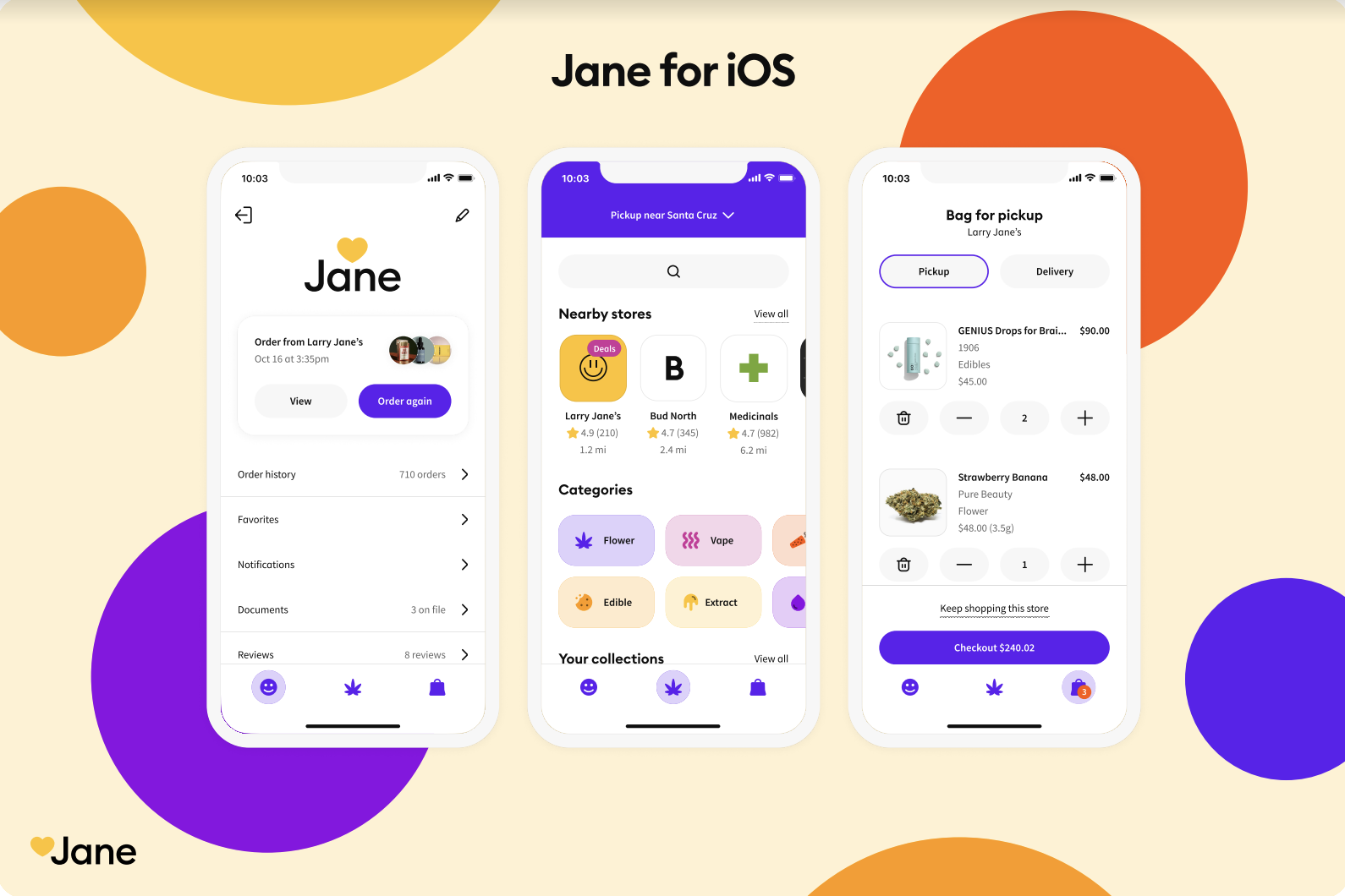 Jane Technologies screens on mobile phones