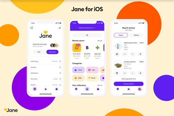 Jane Technologies screens on mobile phones