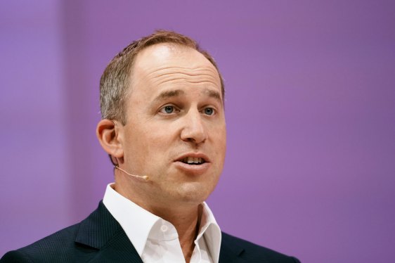Co-CEO of Salesforce, Bret Taylor, speaks at the Vivatech show in Paris, France, June 15, 2022. (AP Photo/Thibault Camus)