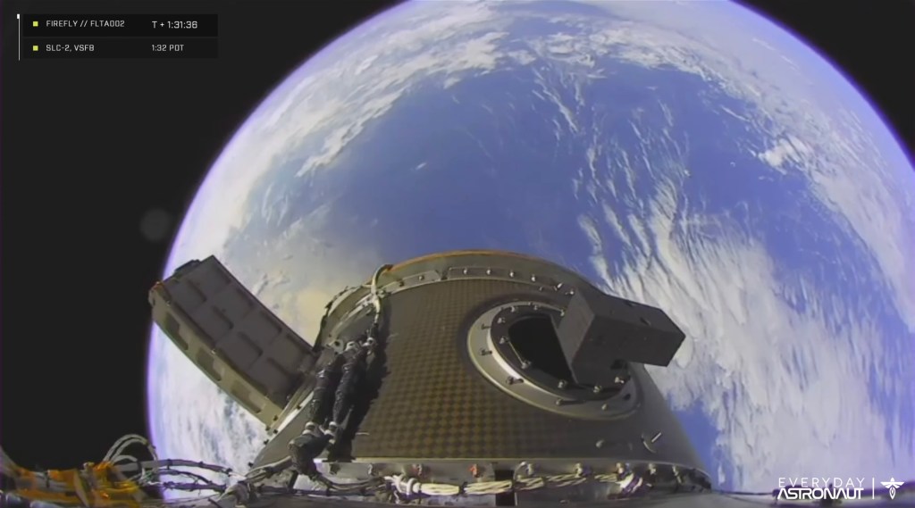 Firefly’s Astra rocket upper stage on orbit with Earth in the background