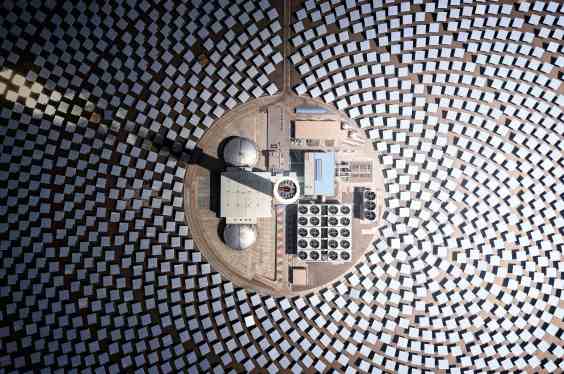 Aerial view of the Gansu Jinta Concentrated Solar Power Project.