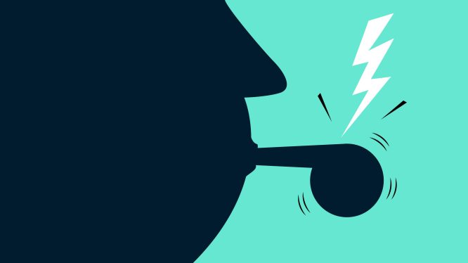 silhouette illustration of person blowing a whistle