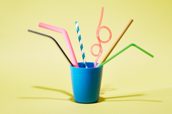 Six different drinking straws in a cup