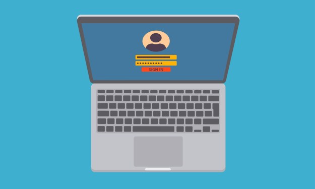Login page on the laptop screen. Online login form, login page. User profile, account access. Authorization, registration