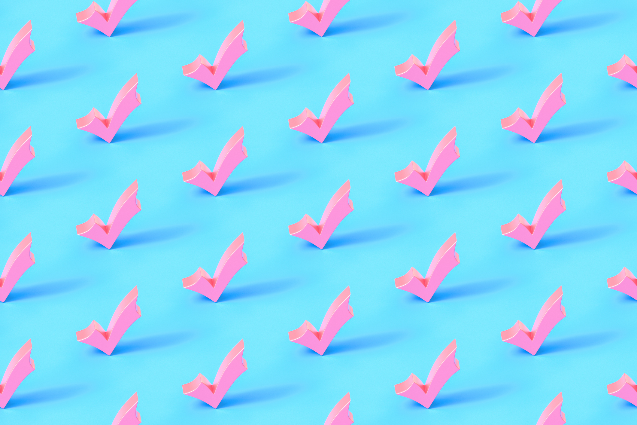 Seamless repetitive Check Mark pattern on blue background