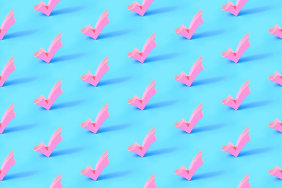Seamless repetitive Check Mark pattern on blue background
