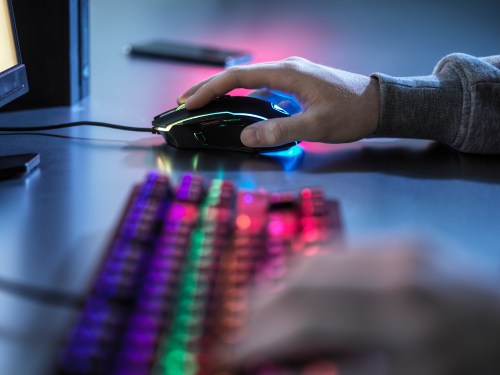 Image of a person playing online gaming on a desktop PC.