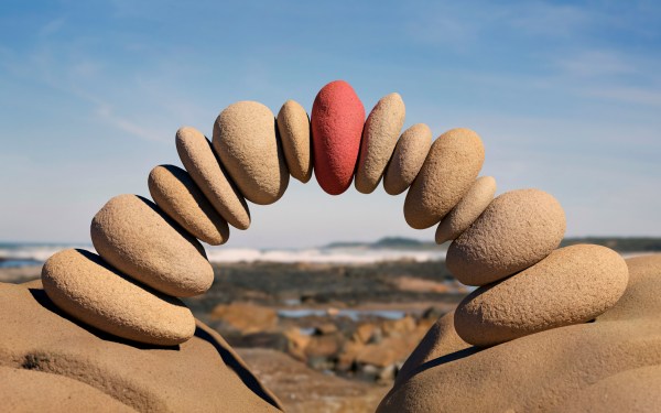 Bridge made from stones, red one in centre; bridge web3