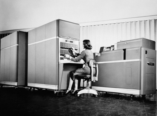 Woman at Mainframe computer in 1950s