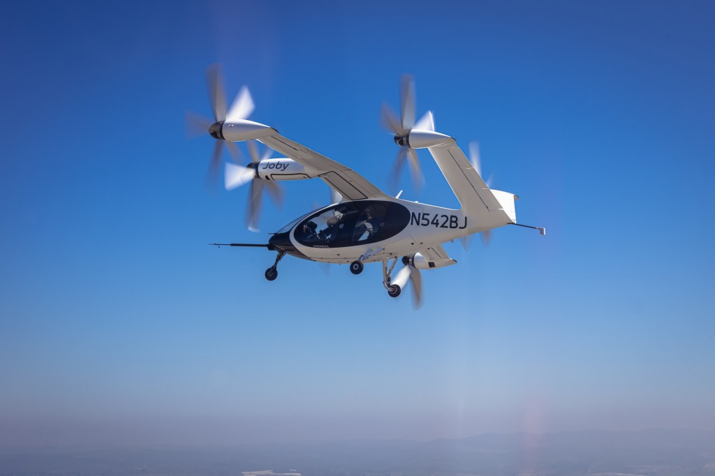 Joby Aviation evtol aircraft in the blue sky