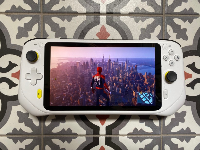 Logitech G Cloud handheld gaming console on tile counter