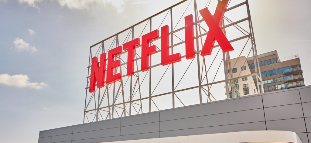 Netflix sign atop building