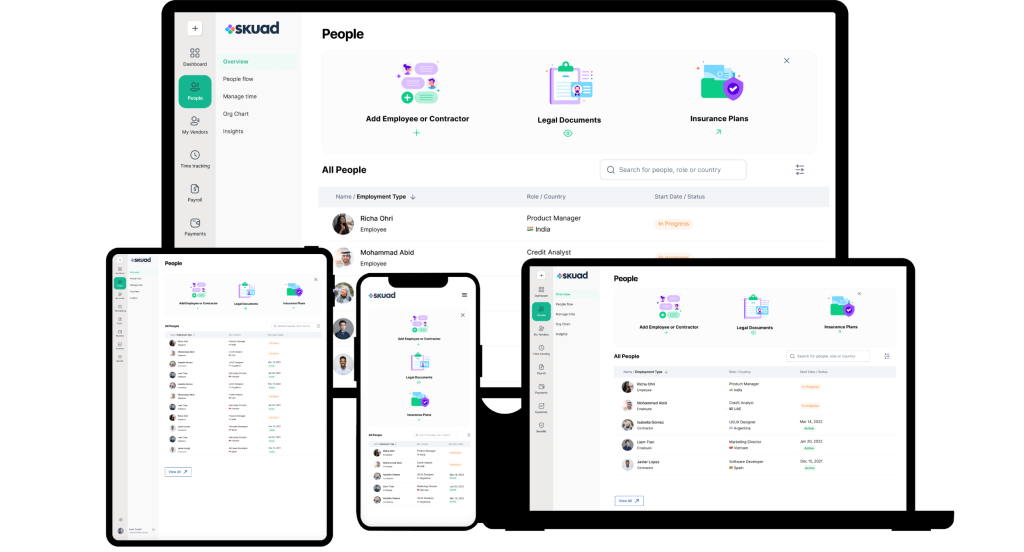 Distributed teams hiring platform Skuad's dashboard
