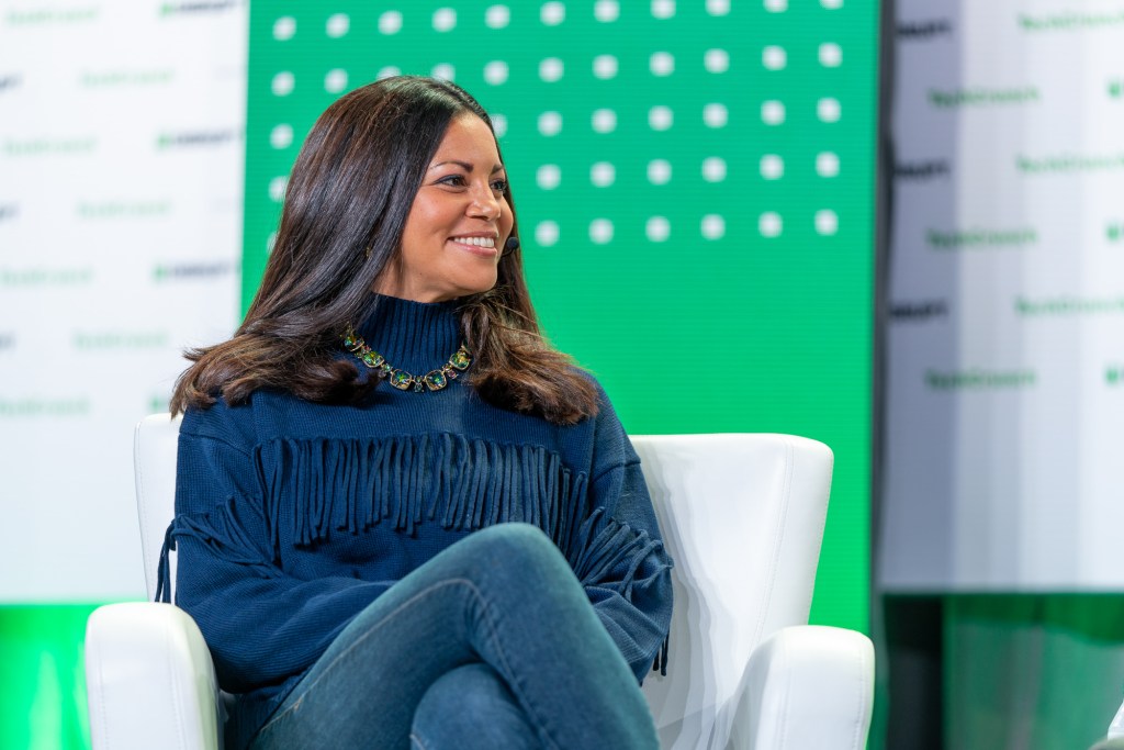 Johanna Faries, GM for Call of Duty at Activision Blizzard and Jordan Crook at TechCrunch discuss "Answering the Call of Duty" at TechCrunch Disrupt in San Francisco on October 18, 2022. Image Credit: Haje Kamps / TechCrunch