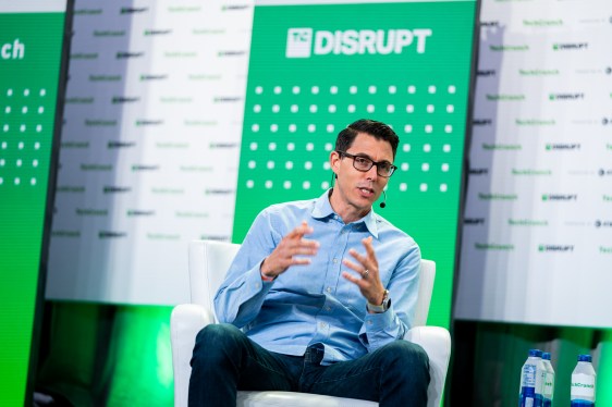 RJ Scaringe, CEO at Rivian, on the TechCrunch Disrupt stage
