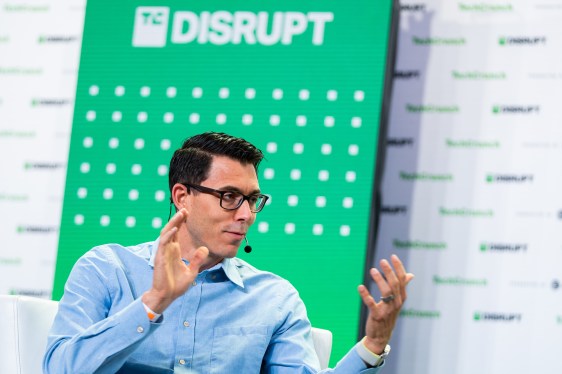 RJ Scaringe, CEO at Rivian, on the TechCrunch Disrupt stage in San Francisco on October 19, 2022.