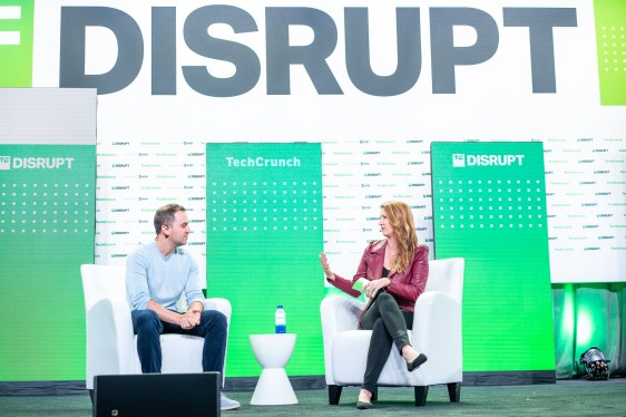 John Zimmer, Co-Founder & President at Lyft talks with Kirsten Korosec about "Steering Towards an Autonomous Future" at TechCrunch Disrupt in San Francisco on October 20, 2022. Image Credit: Haje Kamps / TechCrunch