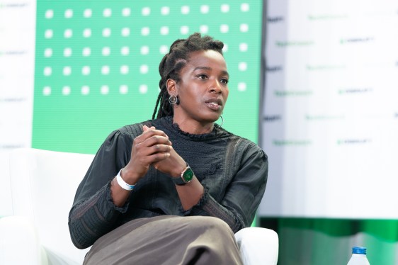 Toyin Ajayi, Co-founder and CEO at CityBlock talks about "Making Care Actually Work" at TechCrunch Disrupt in San Francisco on October 18, 2022. Image Credit: Haje Kamps / TechCrunch